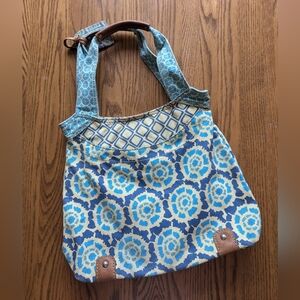 Fossil | Blue and Tan Patterned Tote Bag